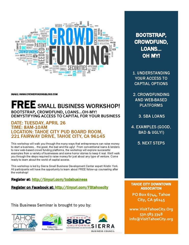 FREE Small Business Workshop, Bootstramp, Crowfund, Loans
